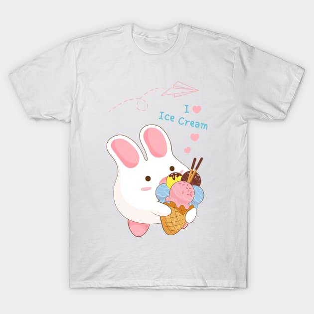 Ice Cream Cone Bunny T-Shirt by Anicue